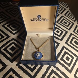 Wedgwood Blue and Gold Cameo Pendant Necklace